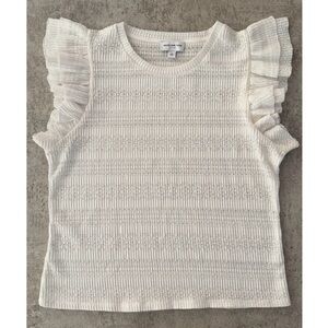 Marc New York White Ruffle Sleeve Knit Tank Top